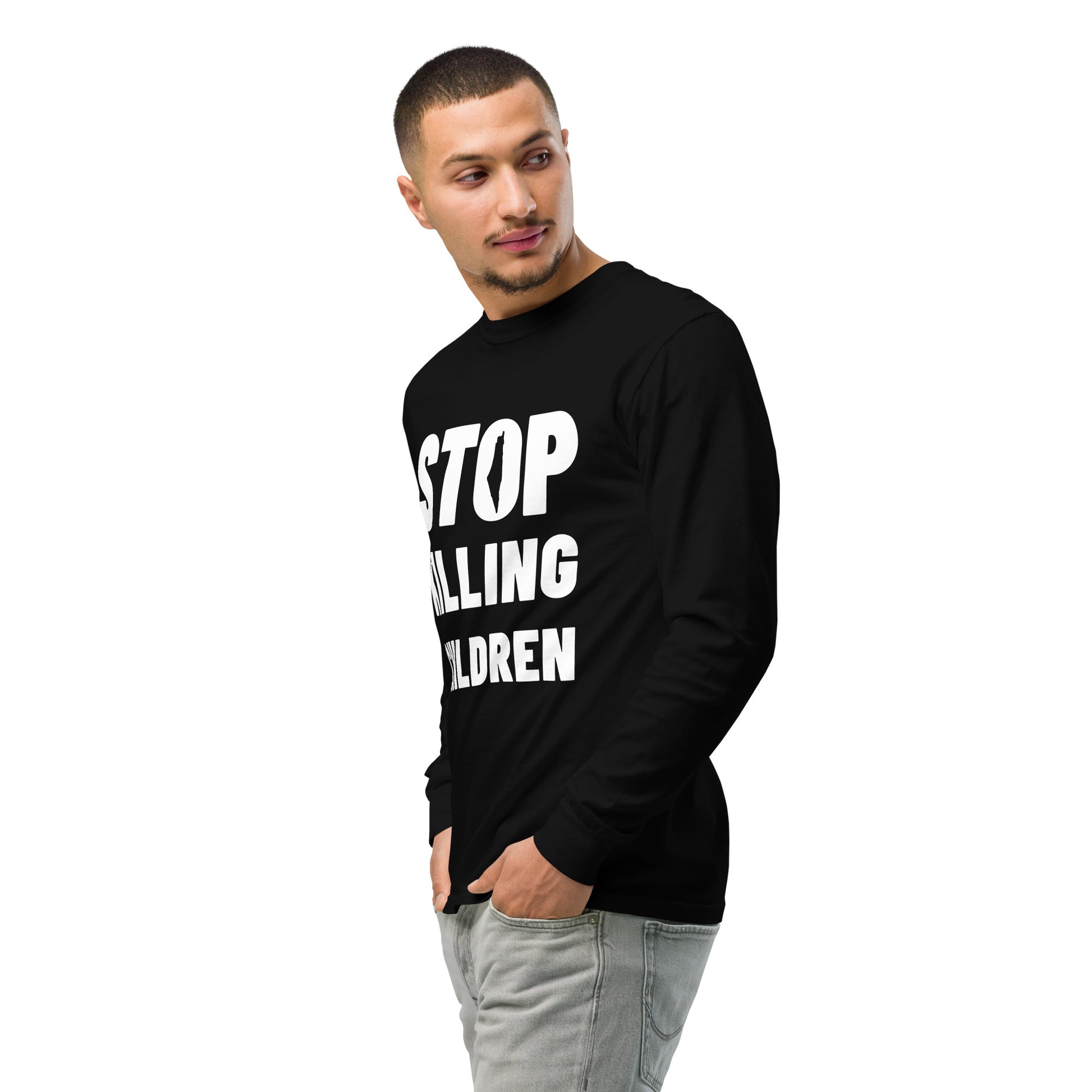 STOP KILLING CHILDREN heavyweight long sleeve protest shirt by Warrior Ink