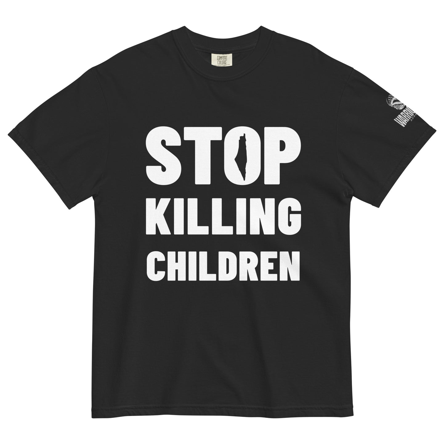 Stop Killing Children black heavyweight t-shirt by Warrior Ink Apparel