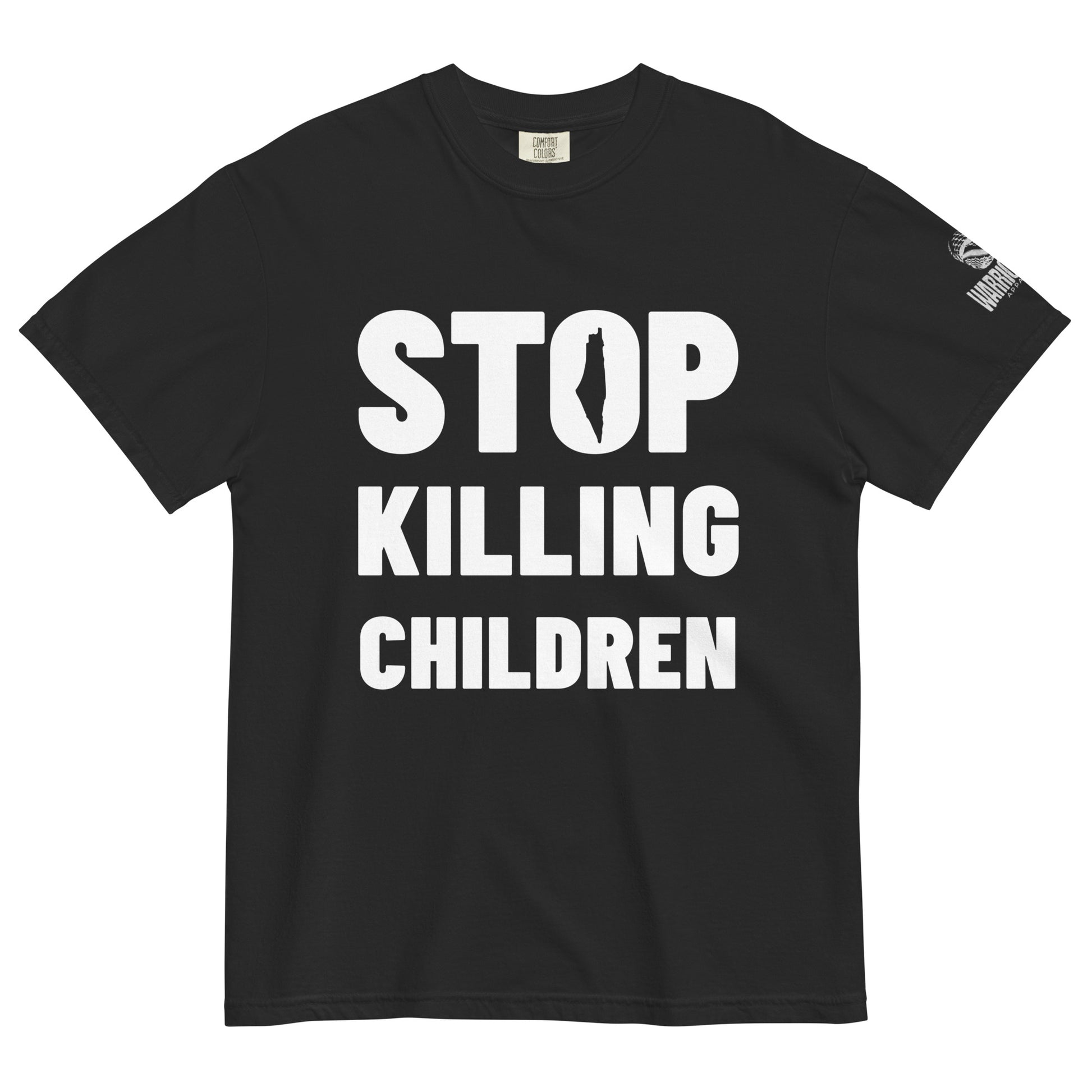 Stop Killing Children black heavyweight t-shirt by Warrior Ink Apparel