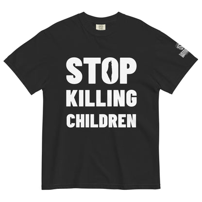 Stop Killing Children black heavyweight t-shirt by Warrior Ink Apparel