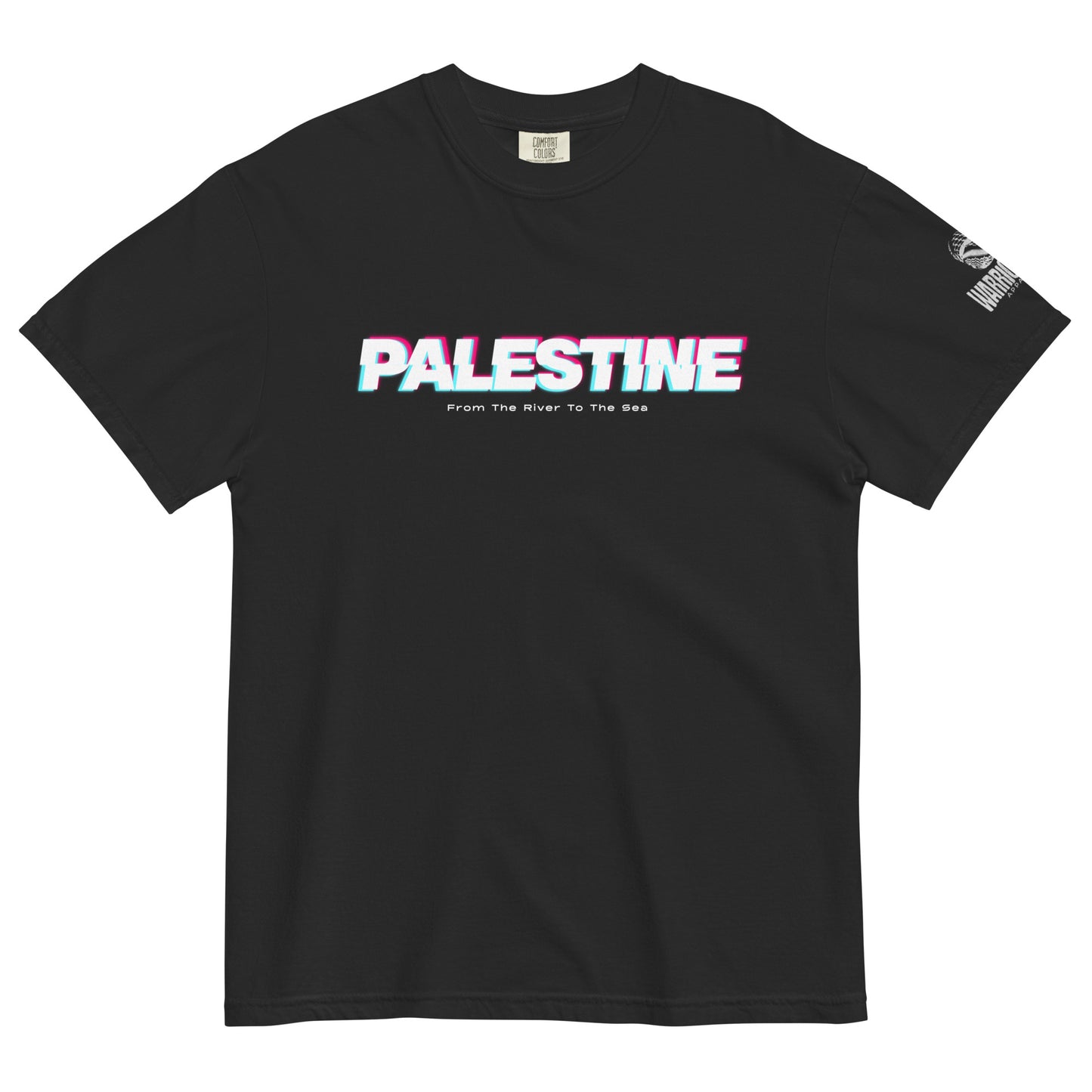 Palestine glitch style black heavyweight t-shirt by Warrior Ink Apparel