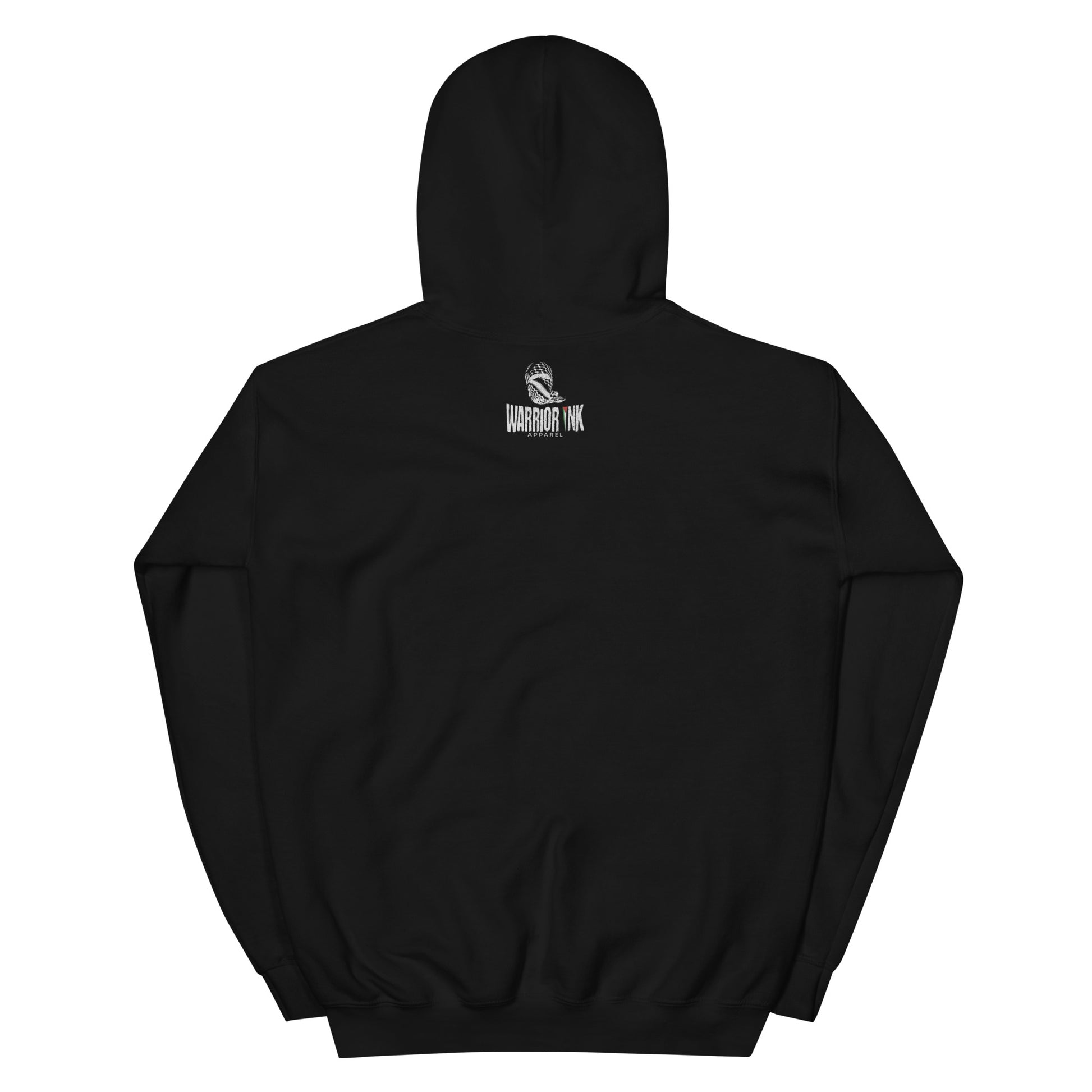 hoodie featuring Saja’s hand-drawn outline of Palestine with a portrait design