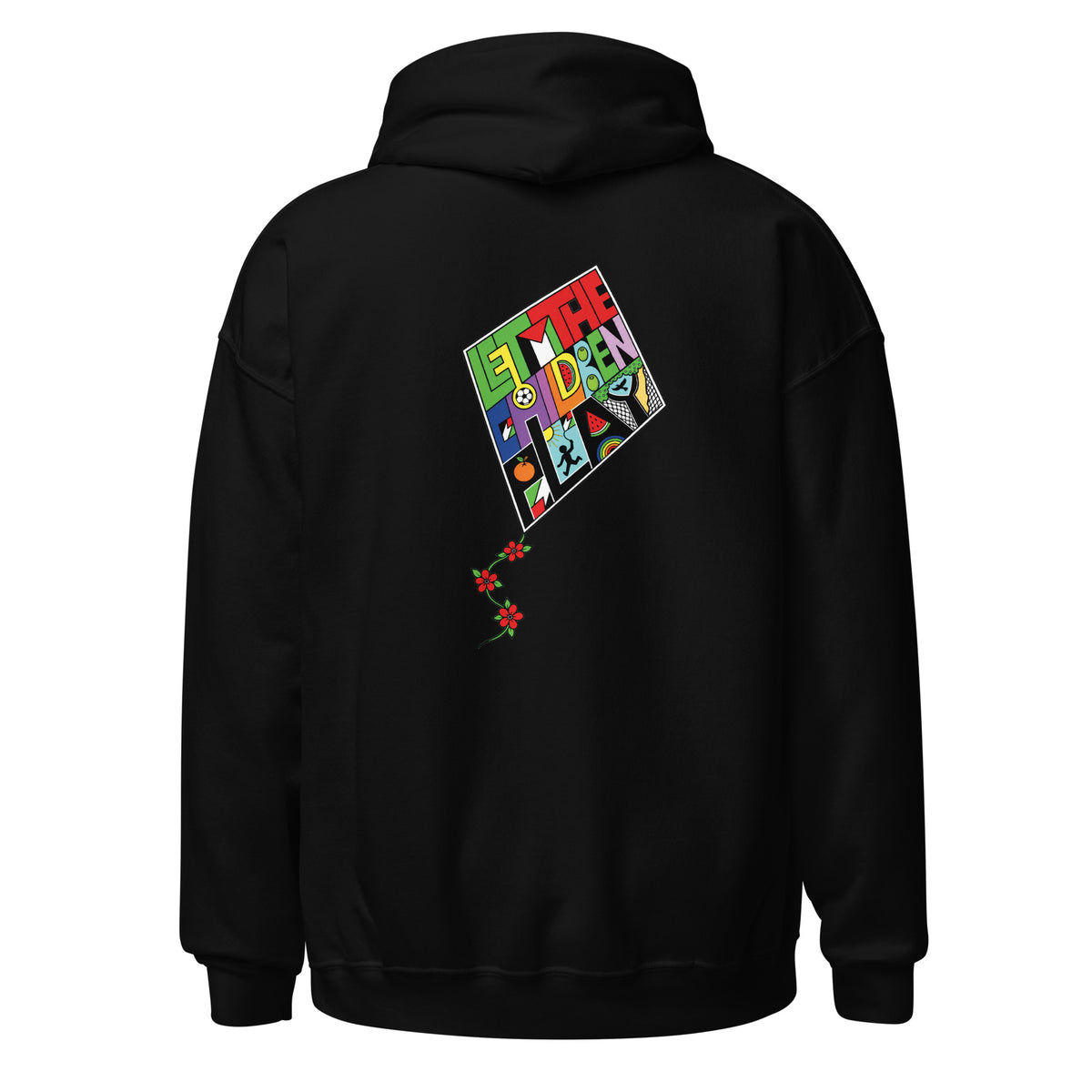 LET THE CHILDREN PLAY Palestine kite hoodie by Warrior Ink