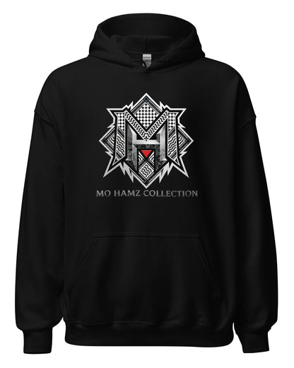 Front view of MO HAMZ CREST Palestine hoodie from the Mo Hamz Collection