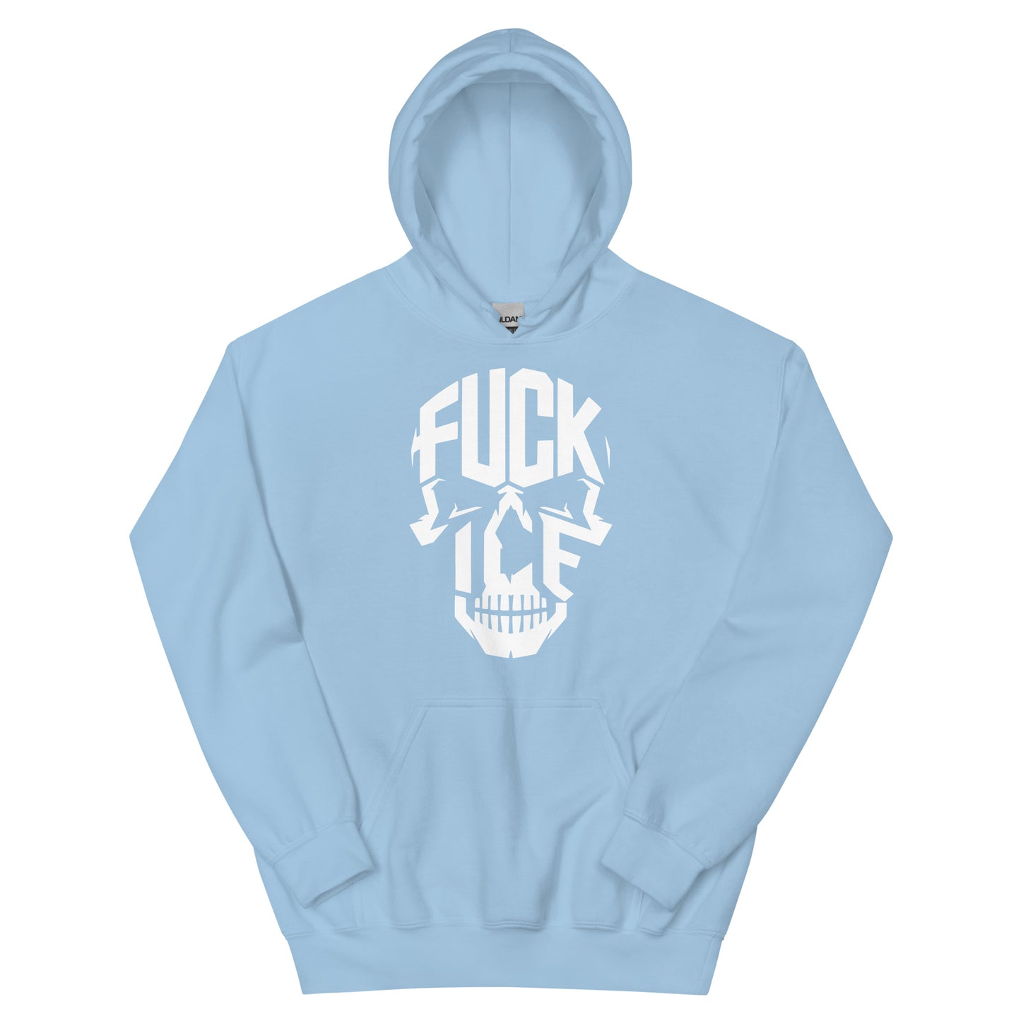 Fuck ICE resistance hoodie with skull graphic by Warrior Ink Apparel