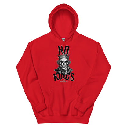 No Kings hoodie with crowned skull artwork by Warrior Ink Apparel