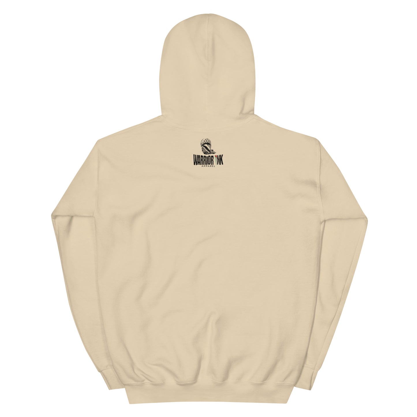 hoodie featuring Saja’s hand-drawn outline of Palestine with a portrait design