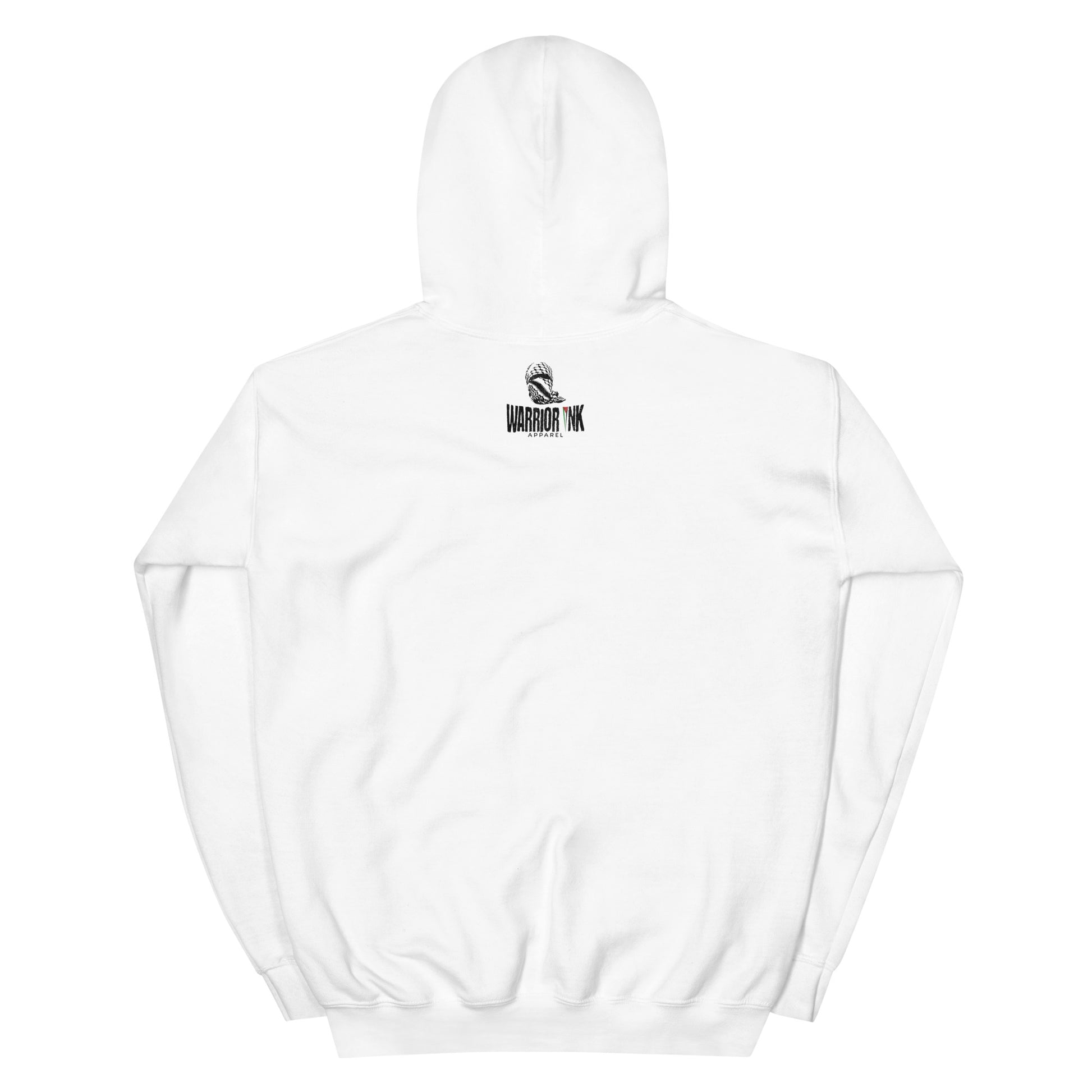 hoodie featuring Saja’s hand-drawn outline of Palestine with a portrait design