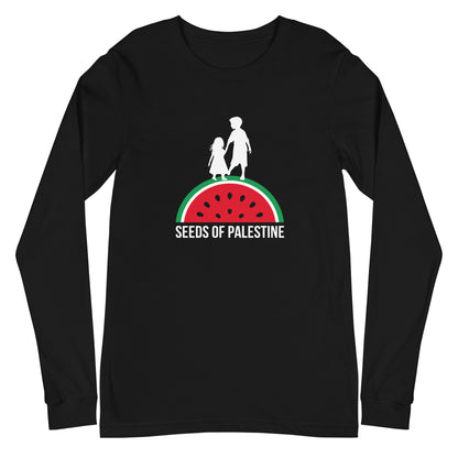 SEEDS OF PALESTINE black long sleeve graphic tee by Warrior Ink