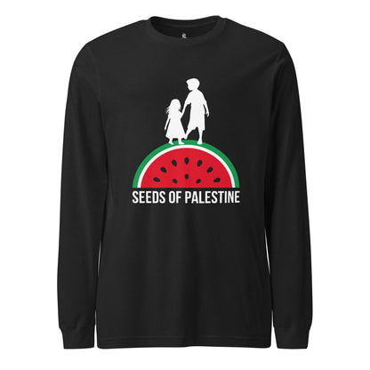 SEEDS OF PALESTINE black long sleeve graphic tee by Warrior Ink