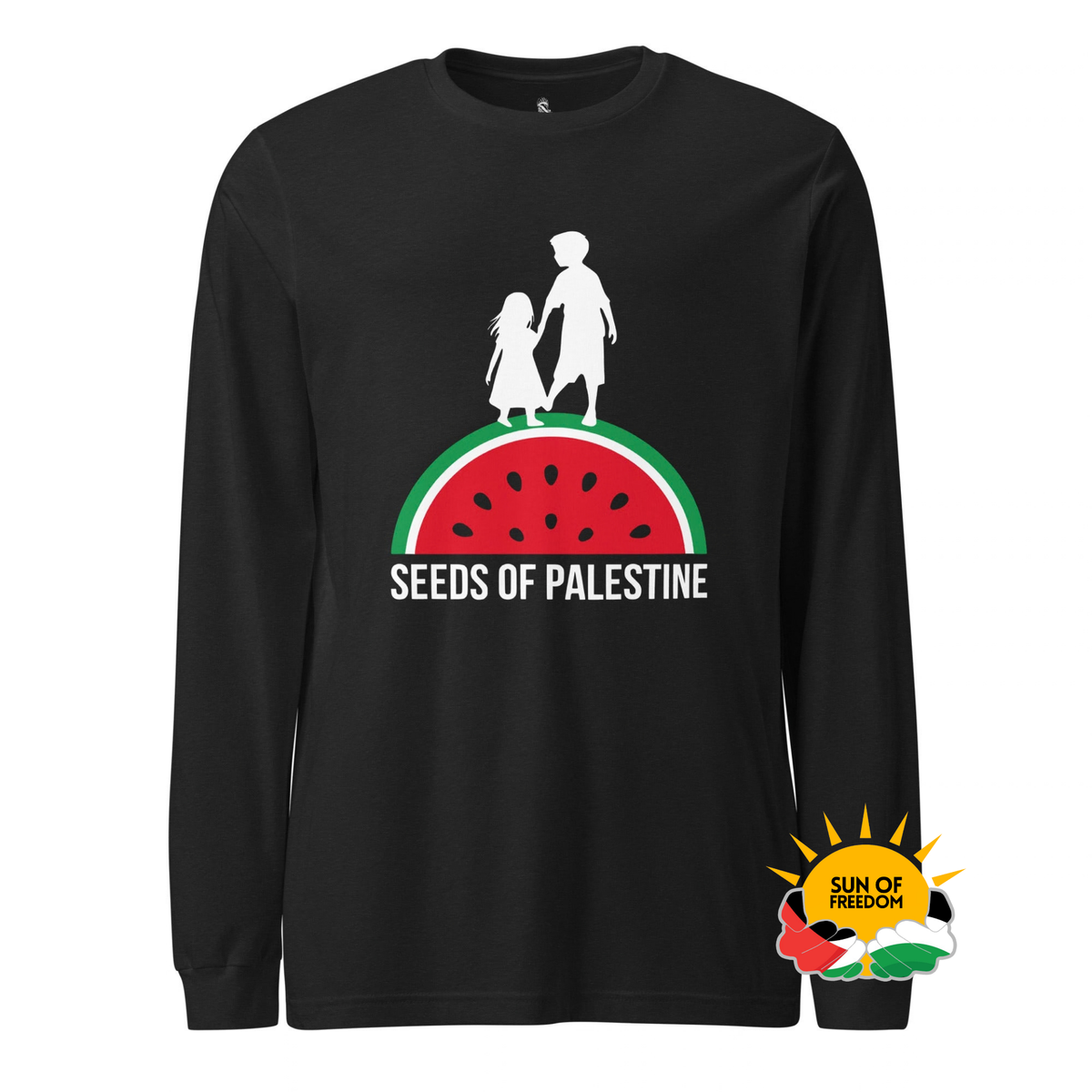 SEEDS OF PALESTINE black long sleeve graphic tee by Warrior Ink