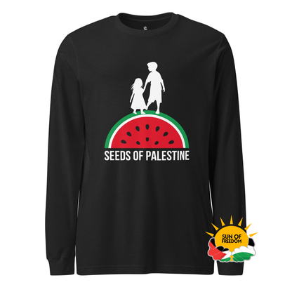 SEEDS OF PALESTINE black long sleeve graphic tee by Warrior Ink