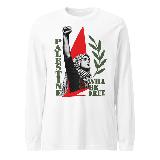 Palestine Will Be Free Palestinian woman long sleeve tee by Warrior Ink
