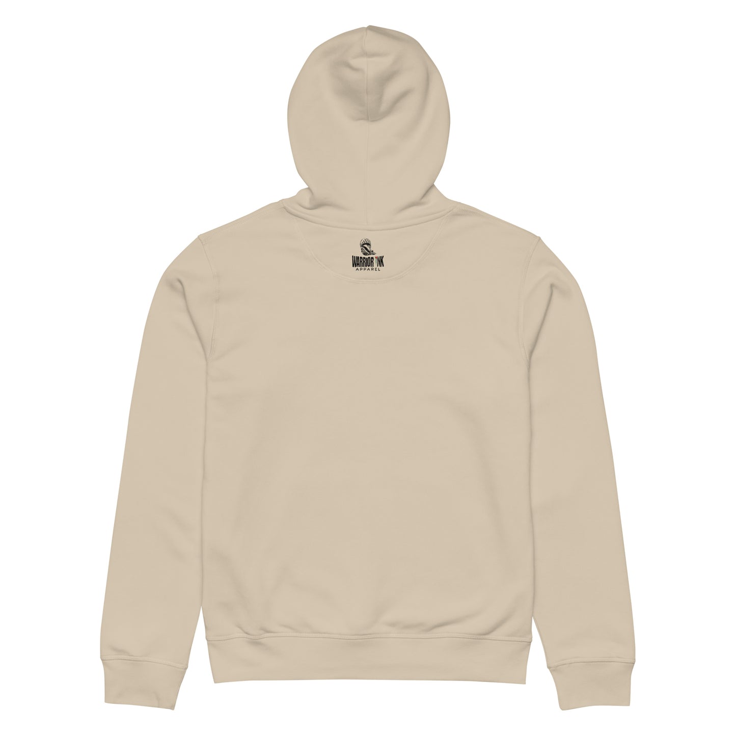 Streetwear hoodie with bold graphic design and typography on front