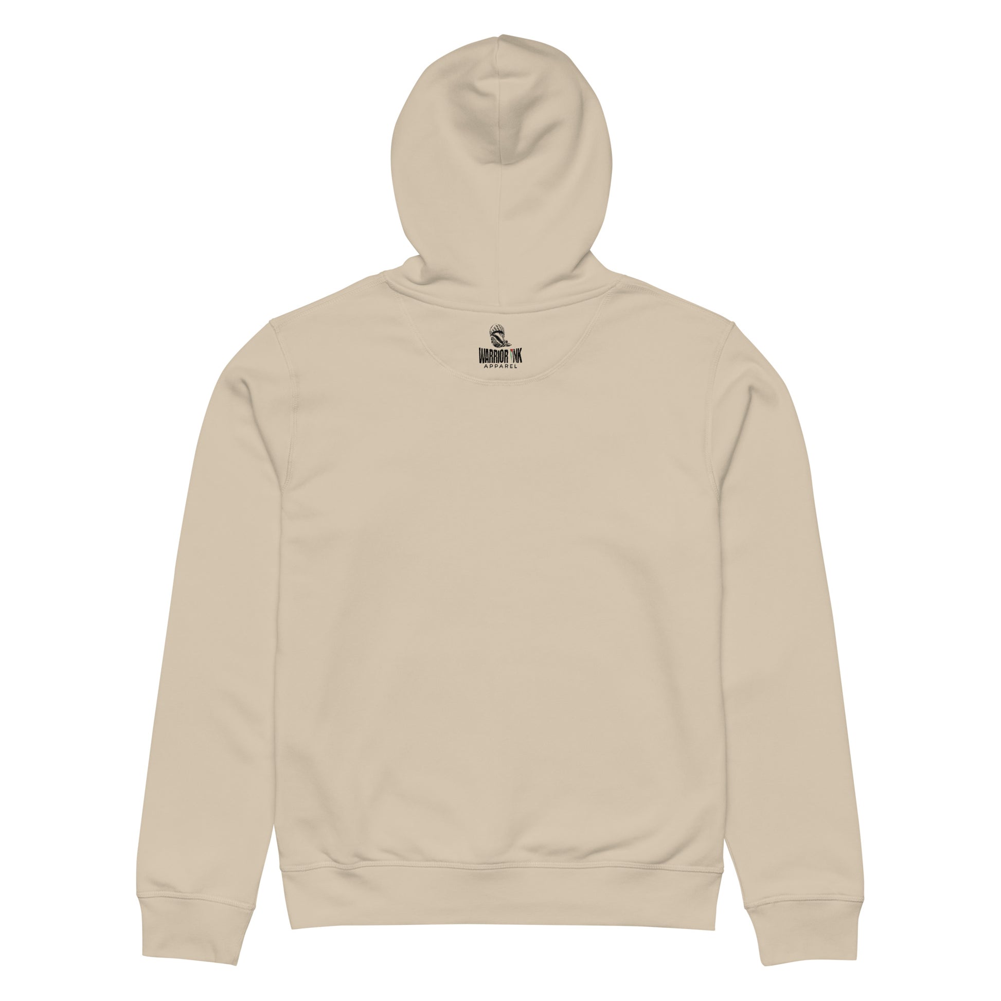 Streetwear hoodie with bold graphic design and typography on front