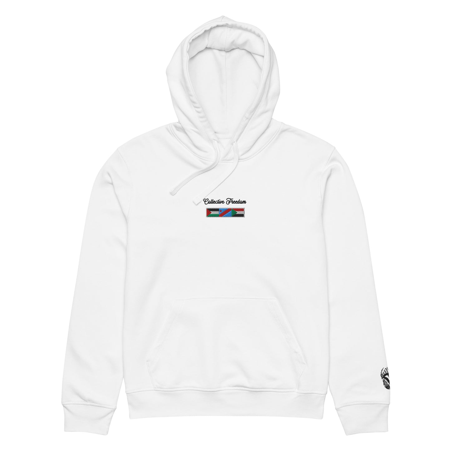 Collective Freedom Hoodie featuring Palestine, Congo, and Sudan flags by Warrior Ink Apparel