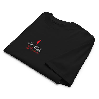 Folded STAND WITH PALESTINE organic oversized tee by Warrior Ink Apparel