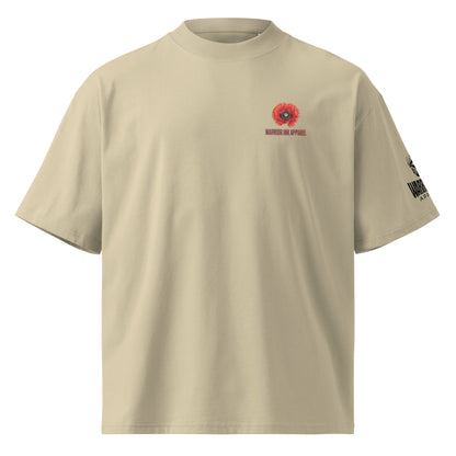 For Love We Resist organic oversized t-shirt with red poppy artwork by Warrior Ink Apparel