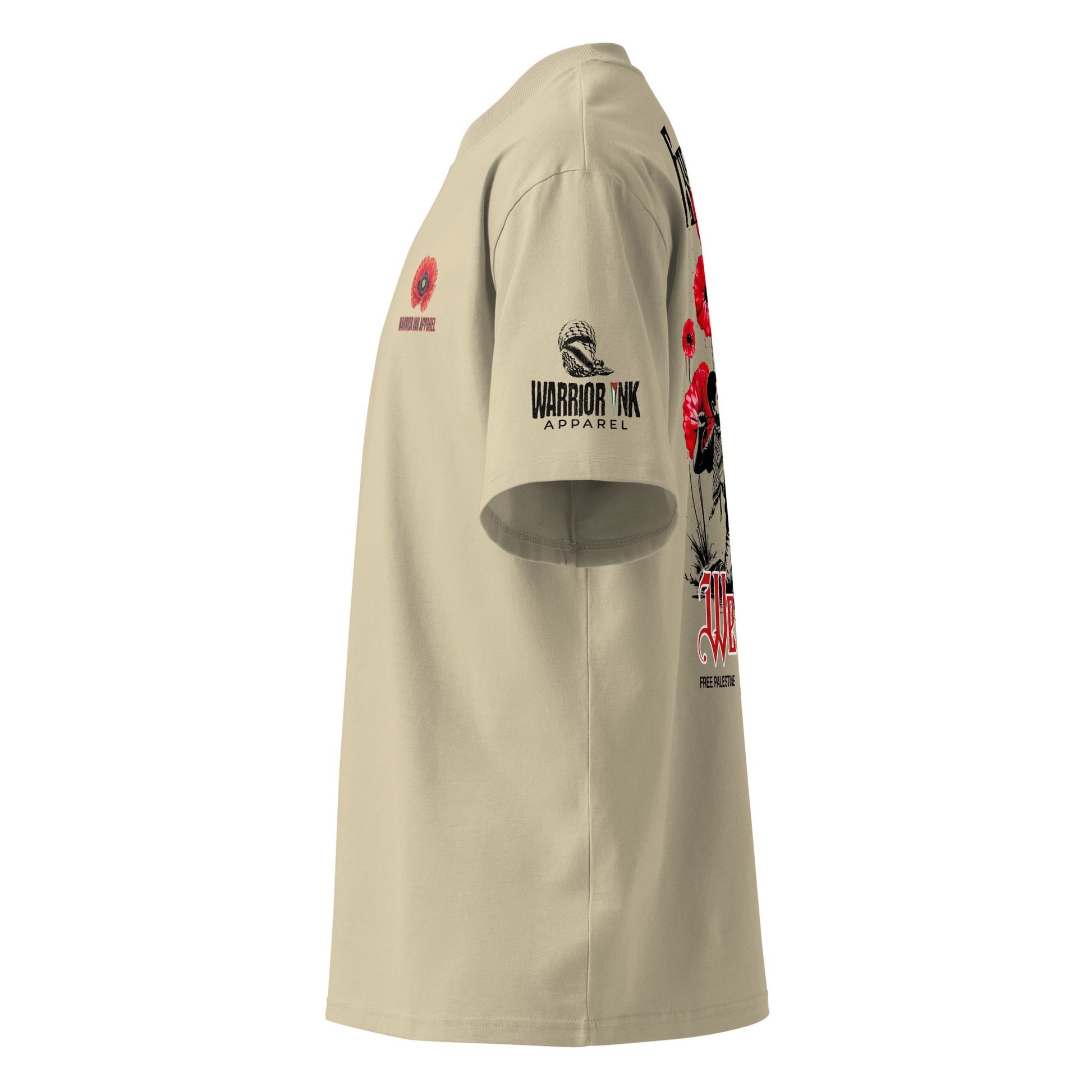 For Love We Resist organic oversized t-shirt with red poppy artwork by Warrior Ink Apparel