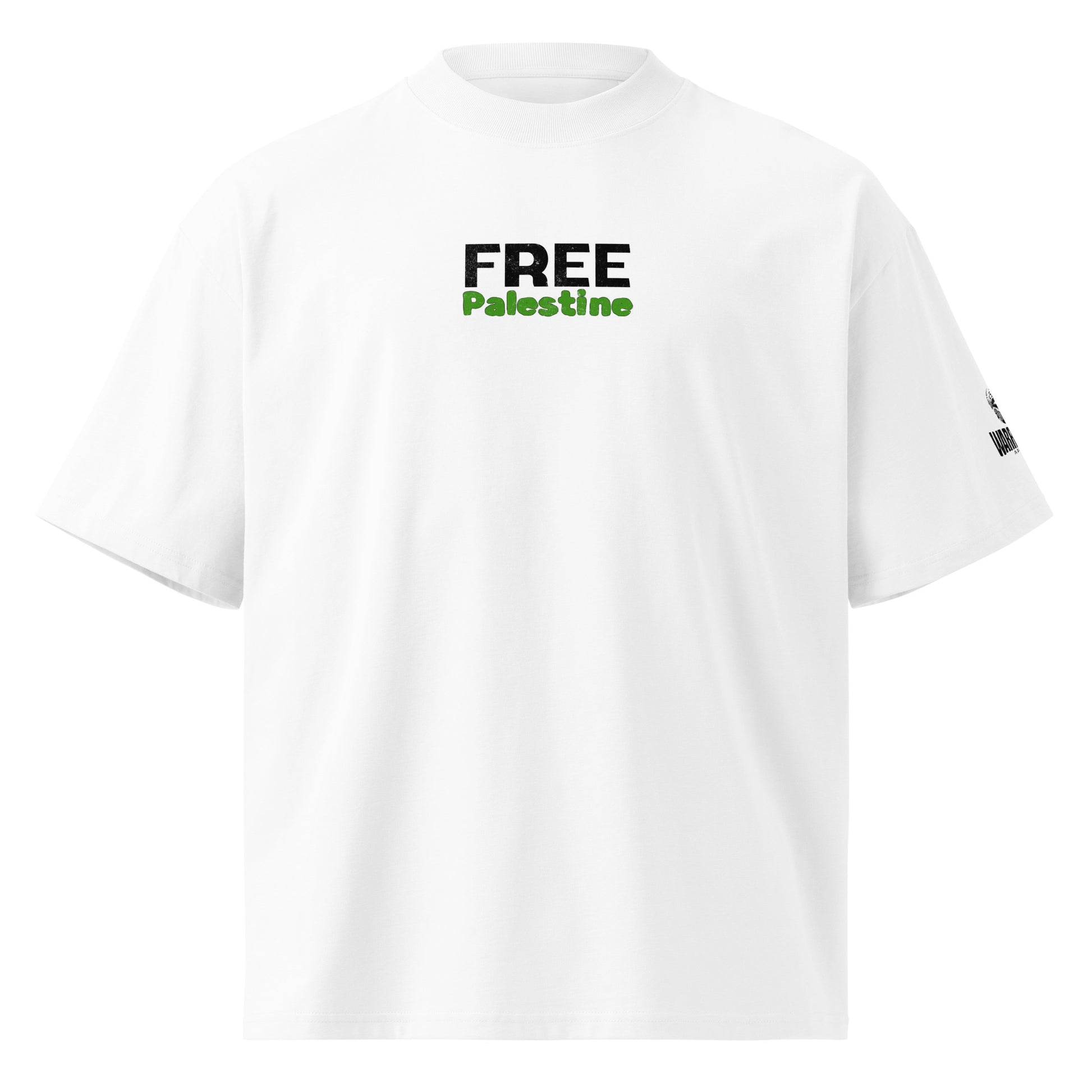 Free Palestine Handala oversized organic t-shirt with keffiyeh back design by Warrior Ink Apparel
