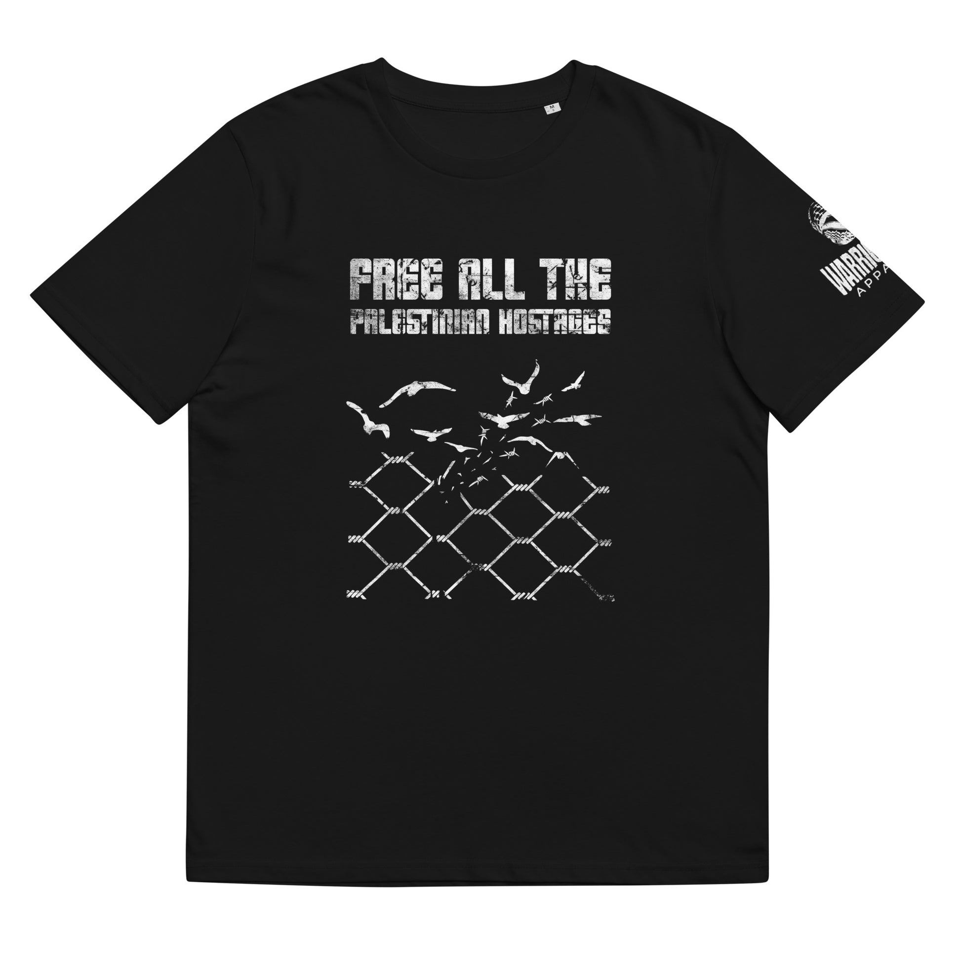Free all the palestinian hostages shirt with broken fence and birds graphic design