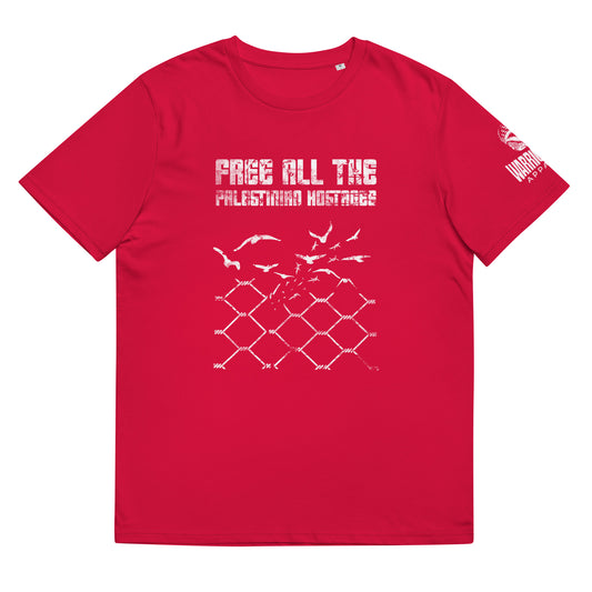 Free all the palestinian hostages shirt with broken fence and birds graphic design