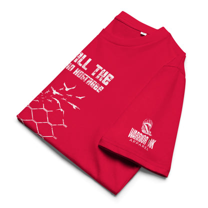 Free all the palestinian hostages shirt with broken fence and birds graphic design
