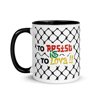 To Resist Is To Love keffiyeh ceramic mug with black handle by Warrior Ink Apparel
