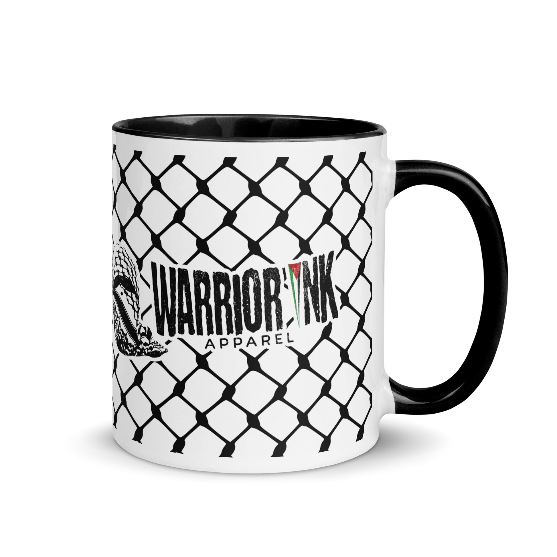 To Resist Is To Love keffiyeh ceramic mug with black handle by Warrior Ink Apparel