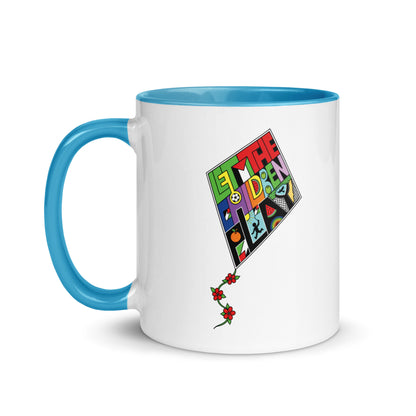 LET THE CHILDREN PLAY Palestine kite color accent mug by Warrior Ink