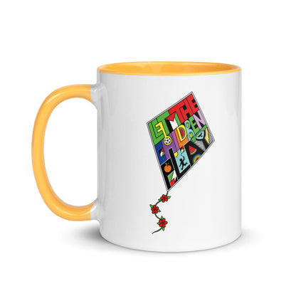 LET THE CHILDREN PLAY Palestine kite color accent mug by Warrior Ink