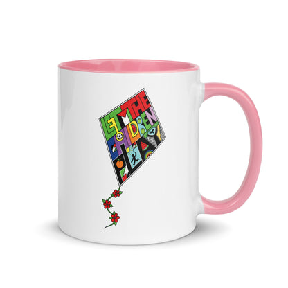 LET THE CHILDREN PLAY Palestine kite color accent mug by Warrior Ink