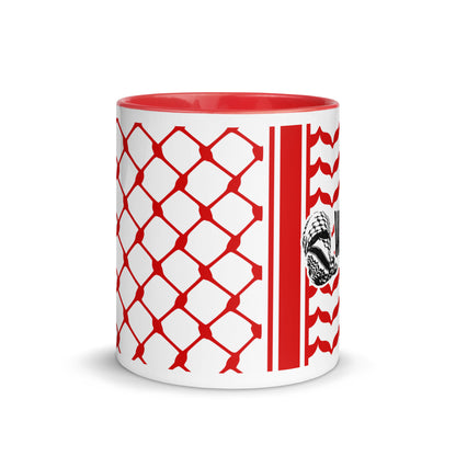 Red keffiyeh ceramic coffee mug by Warrior Ink Apparel