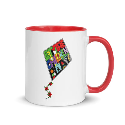 LET THE CHILDREN PLAY Palestine kite color accent mug by Warrior Ink
