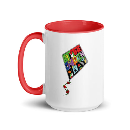 LET THE CHILDREN PLAY Palestine kite color accent mug by Warrior Ink